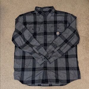 Carhartt Men's Black and Gray Checkered Shirt